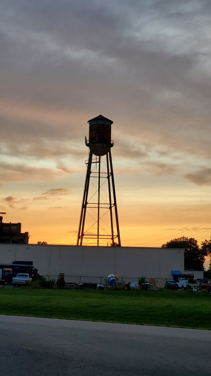 Ranlo water tower at sunset