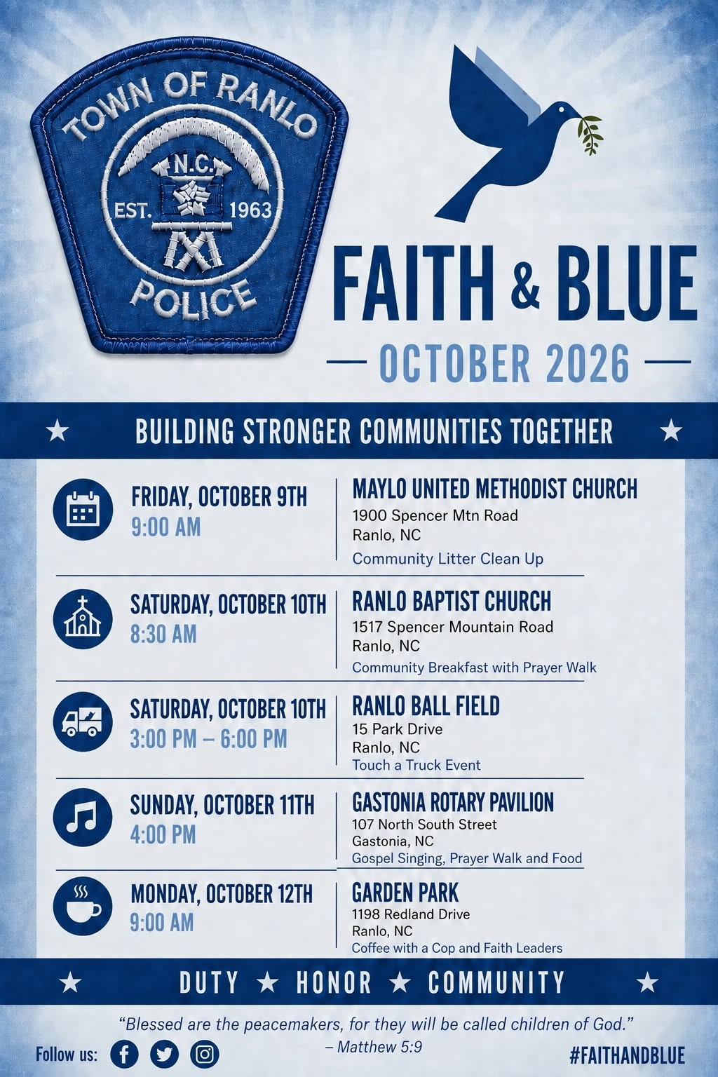 Faith & Blue October 2026 flyer